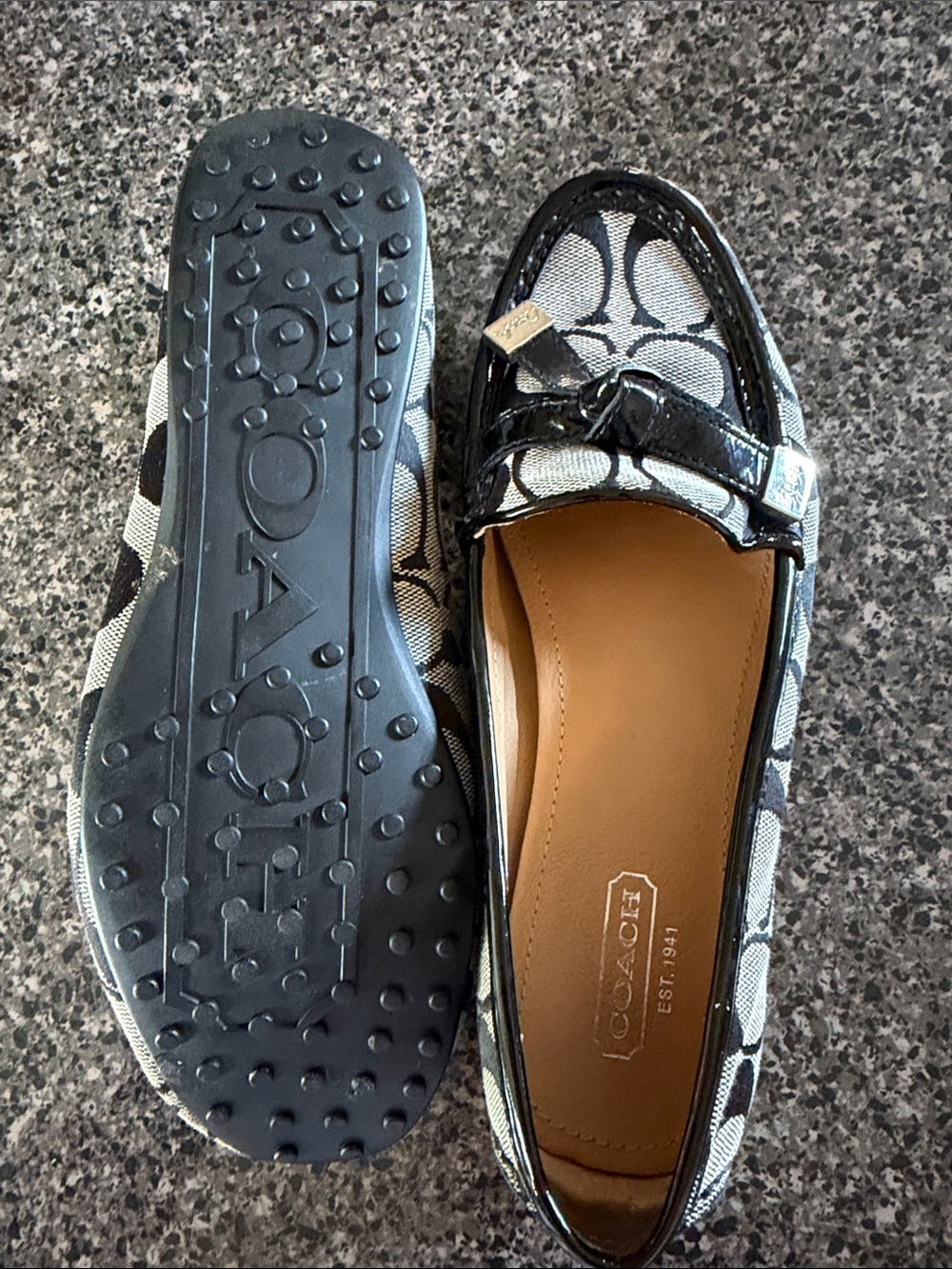 Coach Black & Ivory Signature Canvas Penny Loafers - Picture 4 of 6
